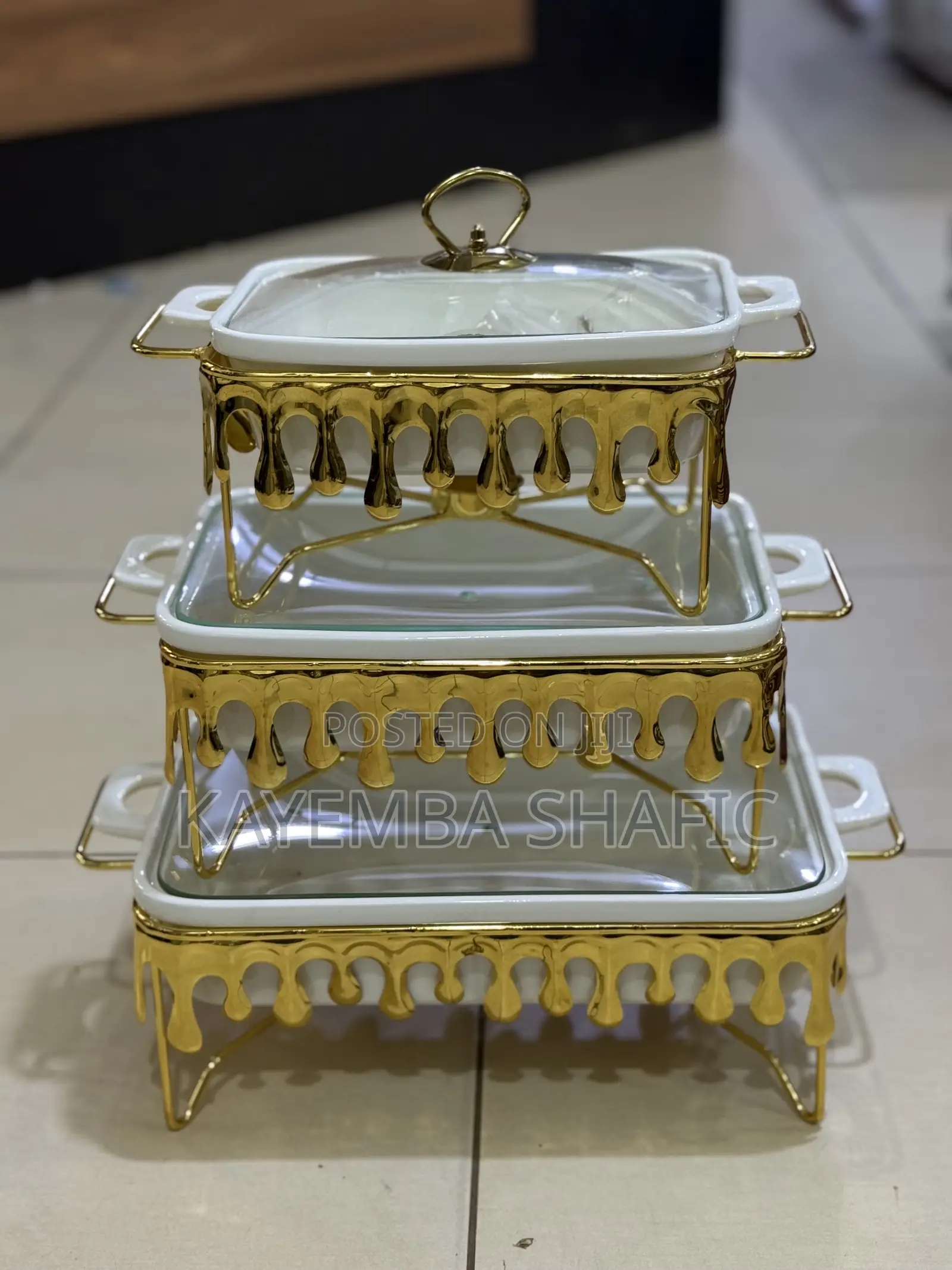 Luxury 3pc Ceramic Chafing Dishes / Buffet Food Warmer Set