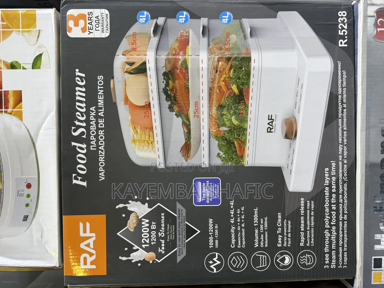 Raf 3-Tier Electric Food Steam Cooker 12l (1200w) - Brand New