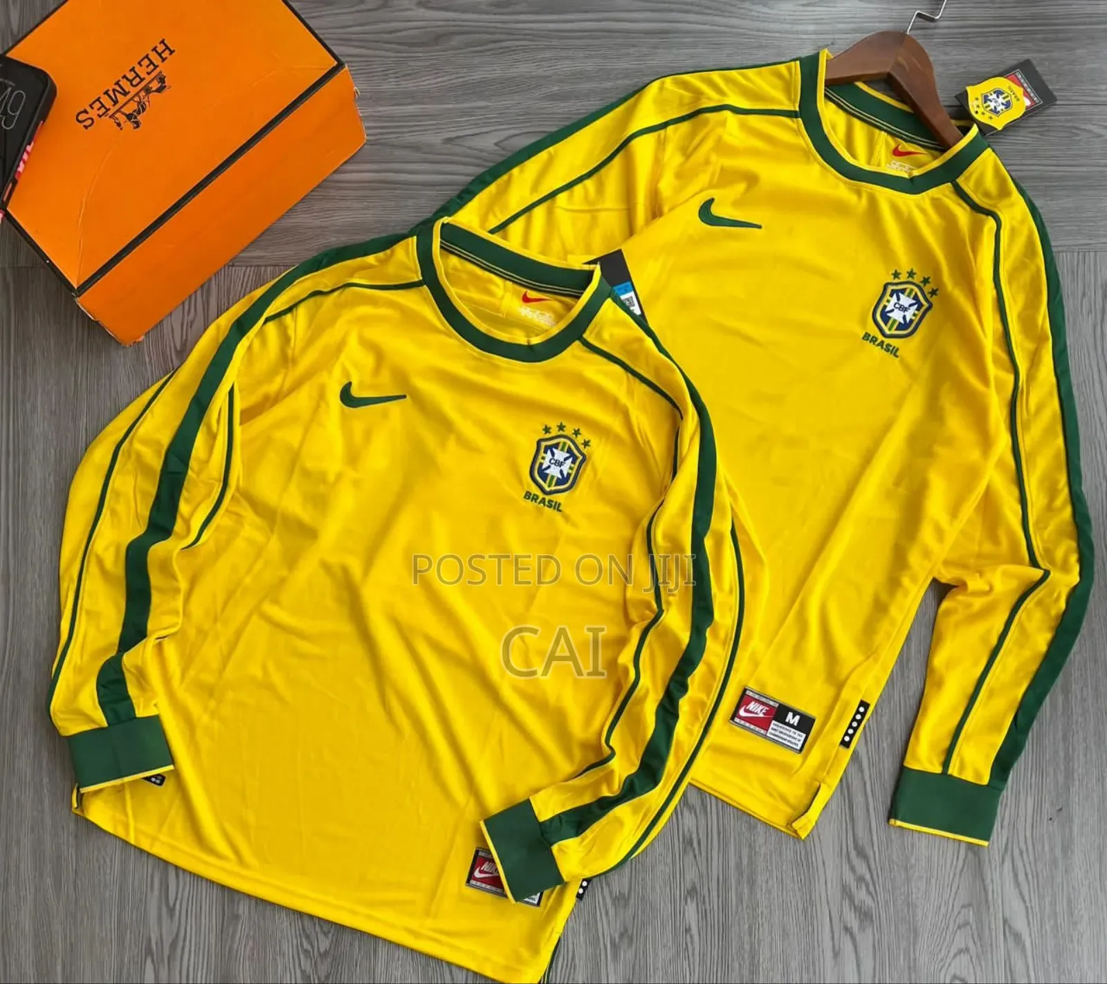 Nike Brazil 1998 Home Long Sleeve Jerseys.