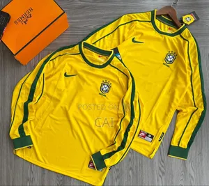 Nike Brazil 1998 Home Long Sleeve Jerseys.