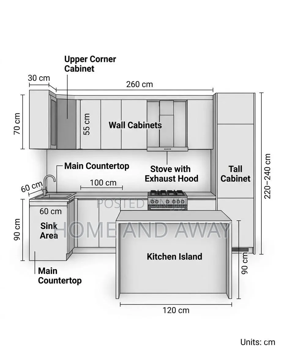 Simple Wooden Kitchen Cabinets Set Up in Any Colour 900,000/- A Meter