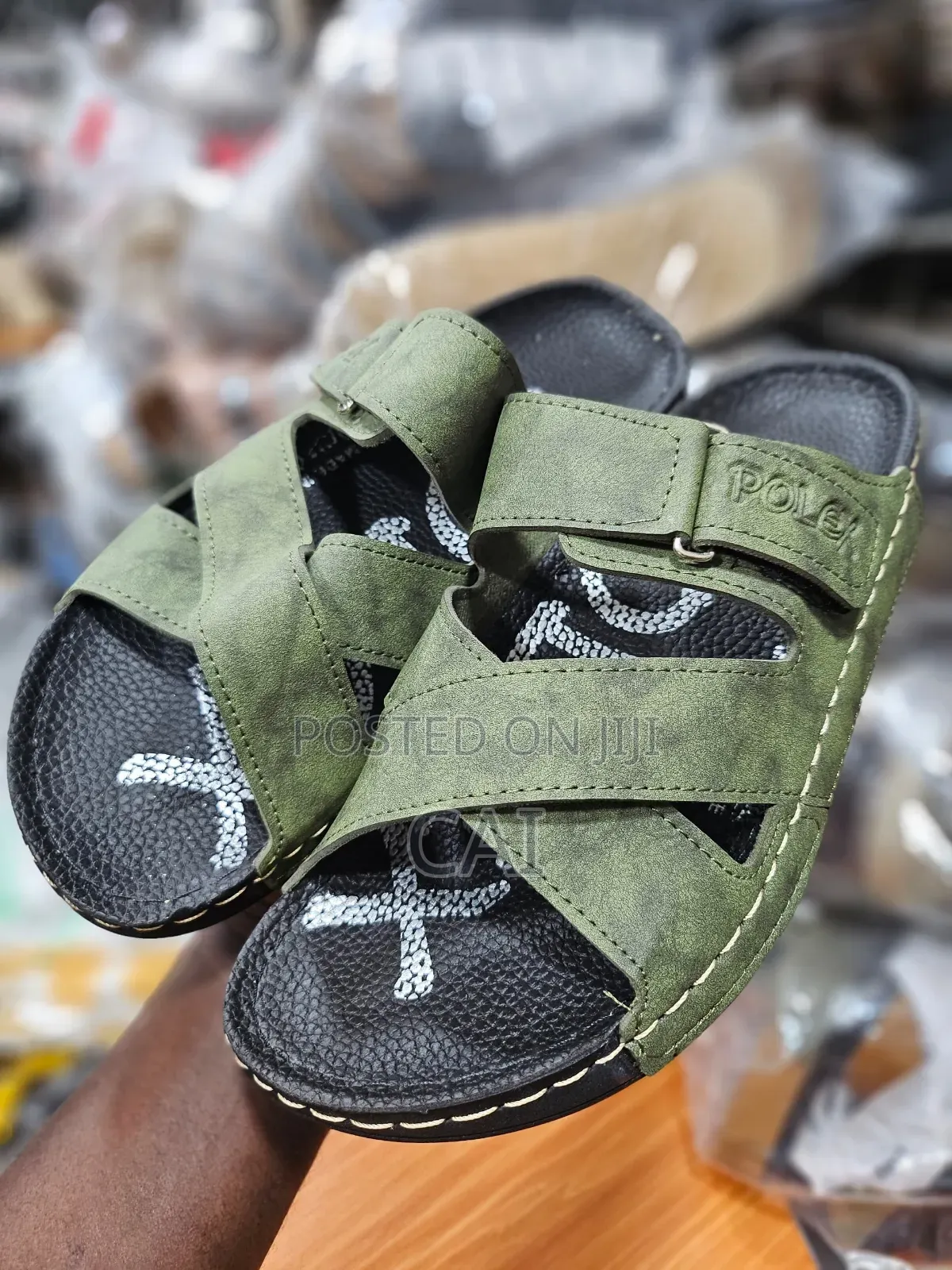 Polex Gray, Green Men's Slip-on Sandals