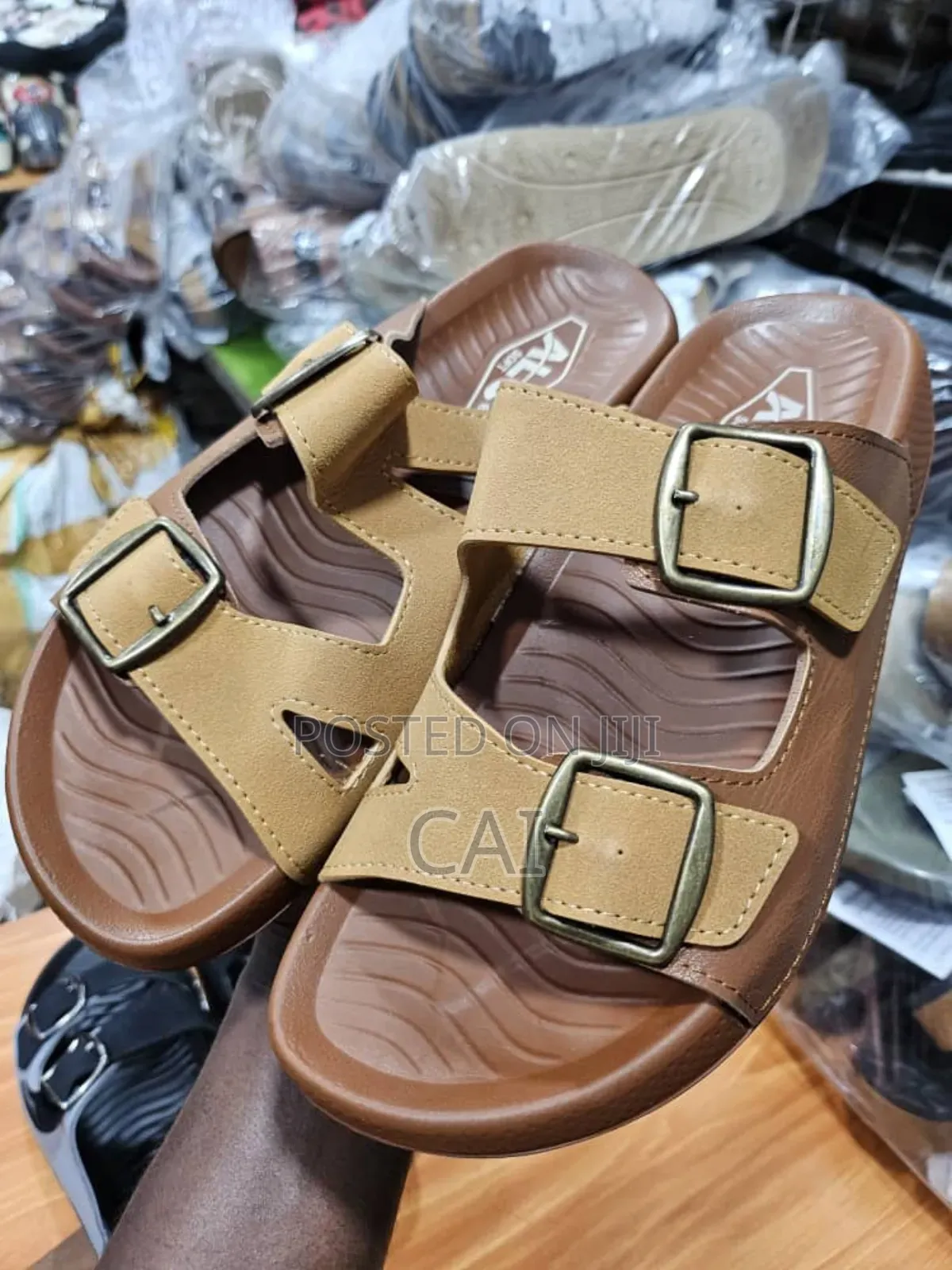 Men's Dual Buckle Comfort Slide Sandals