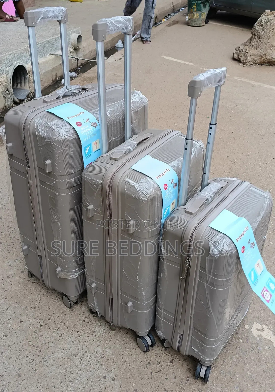 Rubber 3 Pieces Suitcases