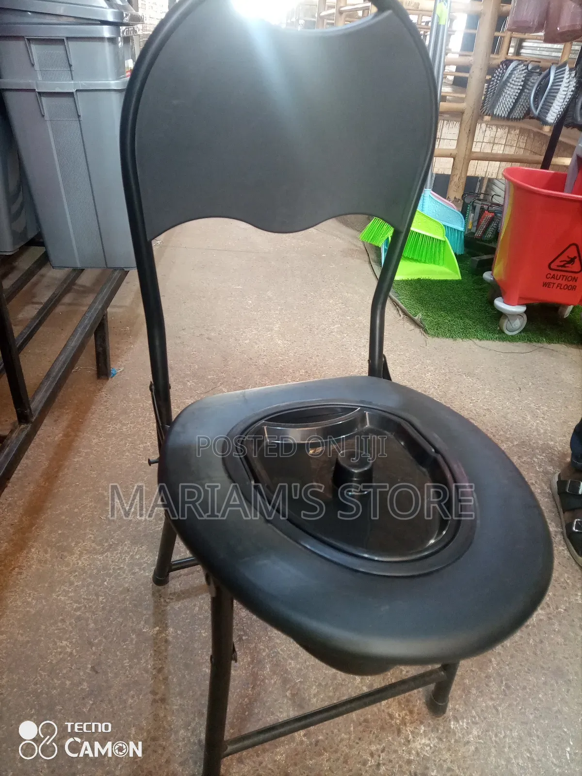 Black Folding Adult Potty Chair Or Bedside Commode.