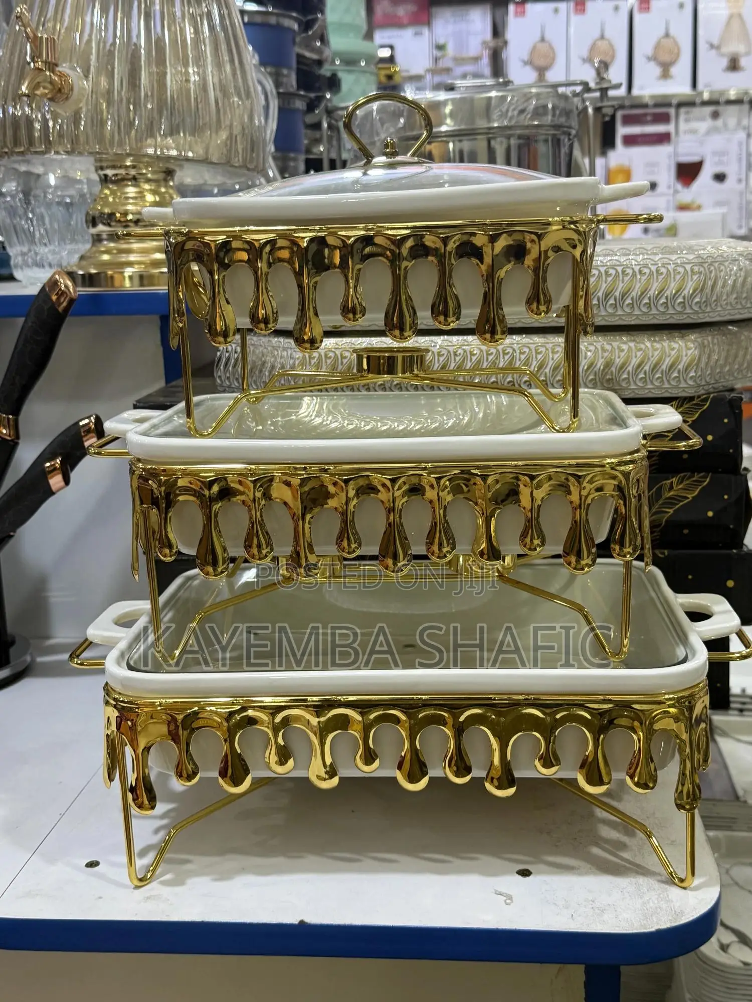 Luxury 3pc Ceramic Chafing Dishes / Buffet Food Warmer Set