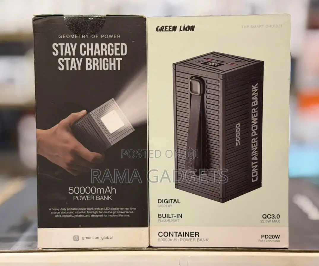 Green Lion Container 50000mah Power Bank With a Built-in Flashlight