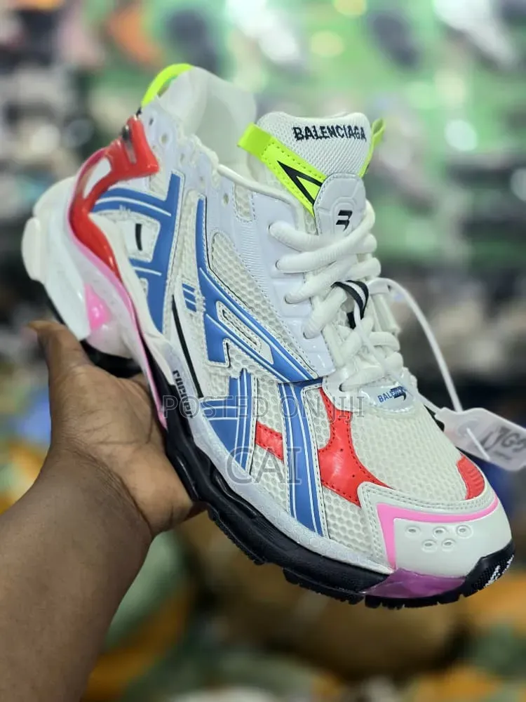 Balenciaga Runner Sneakers in a White, Blue, and Red