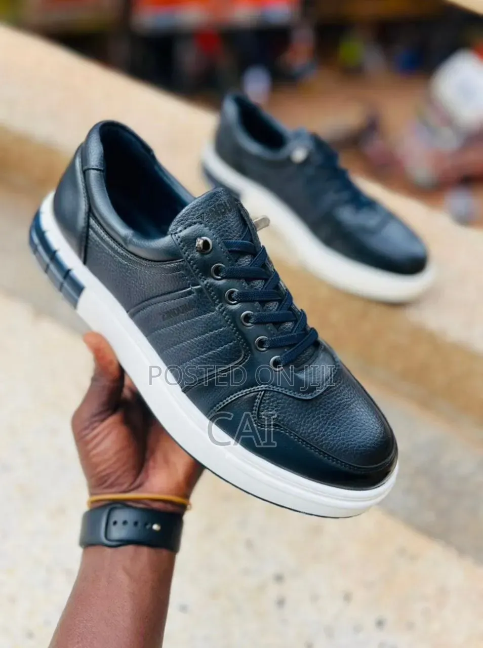 Zinduka Black, Brown Pu Leather Casual Sneakers.