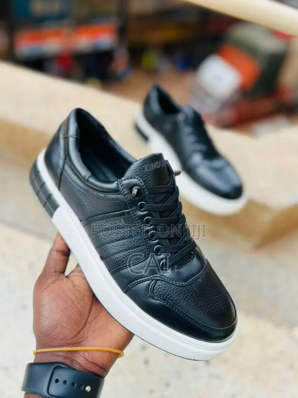 Zinduka Black, Brown Pu Leather Casual Sneakers.