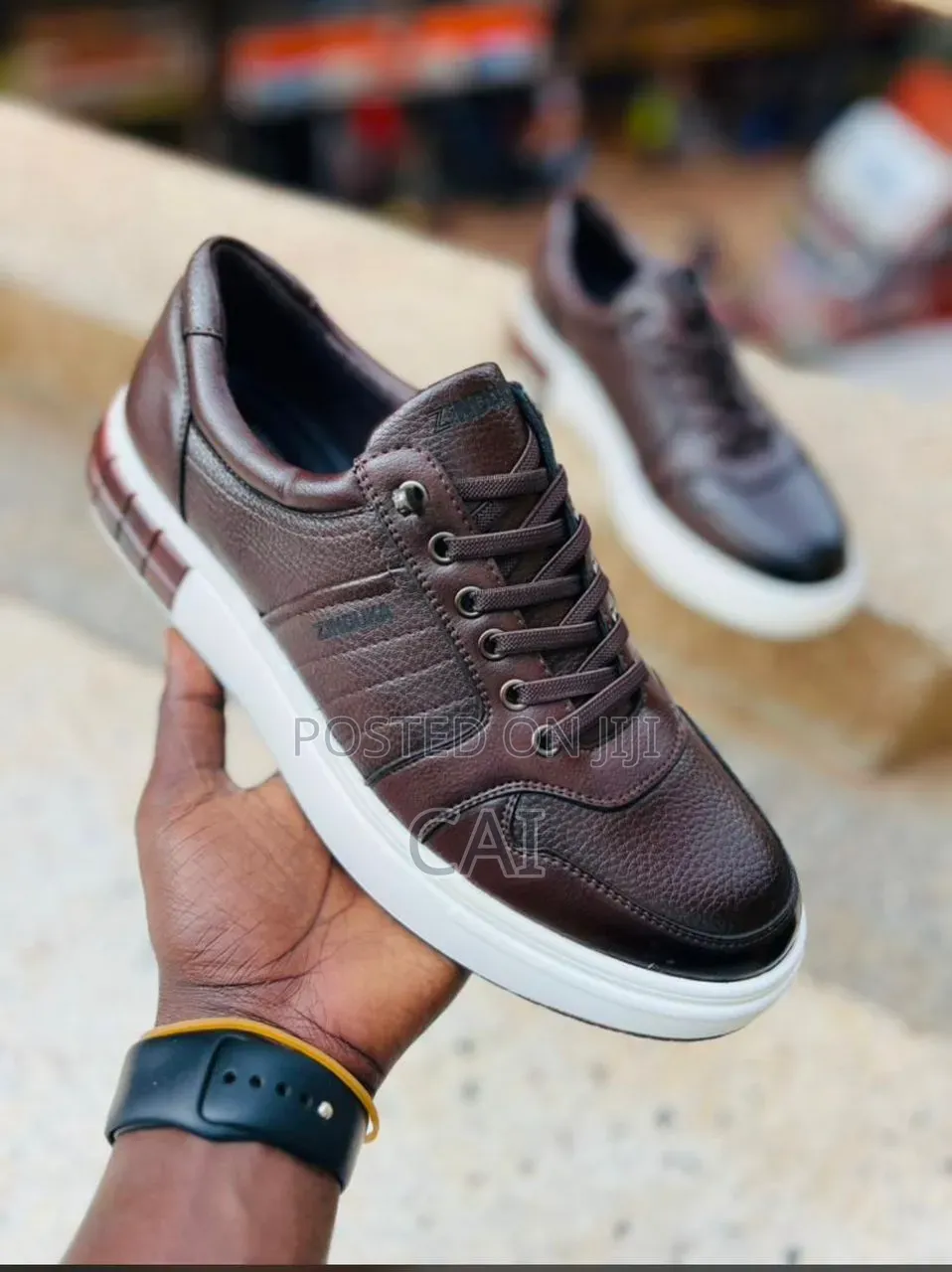 Zinduka Black, Brown Pu Leather Casual Sneakers.