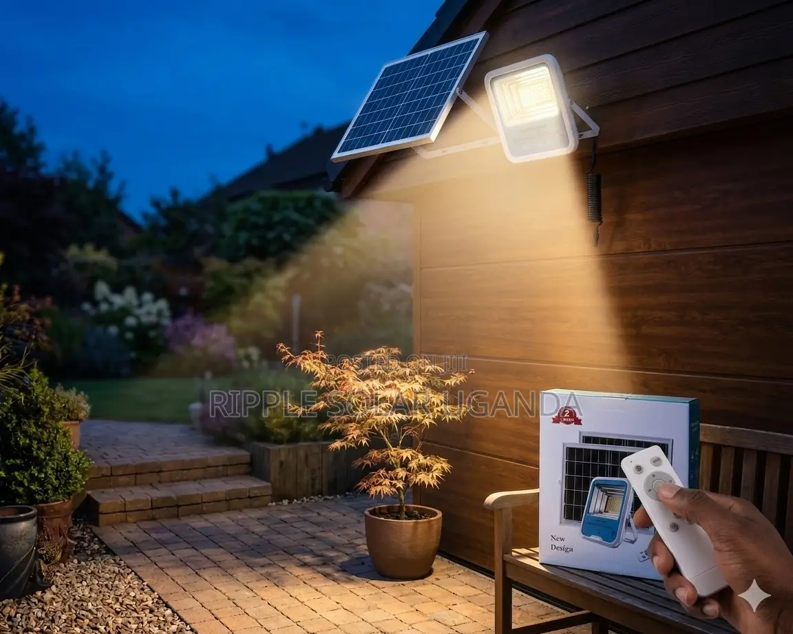 300w Solar Flood Light With 2 Panels Outdoor Security Light Kampala
