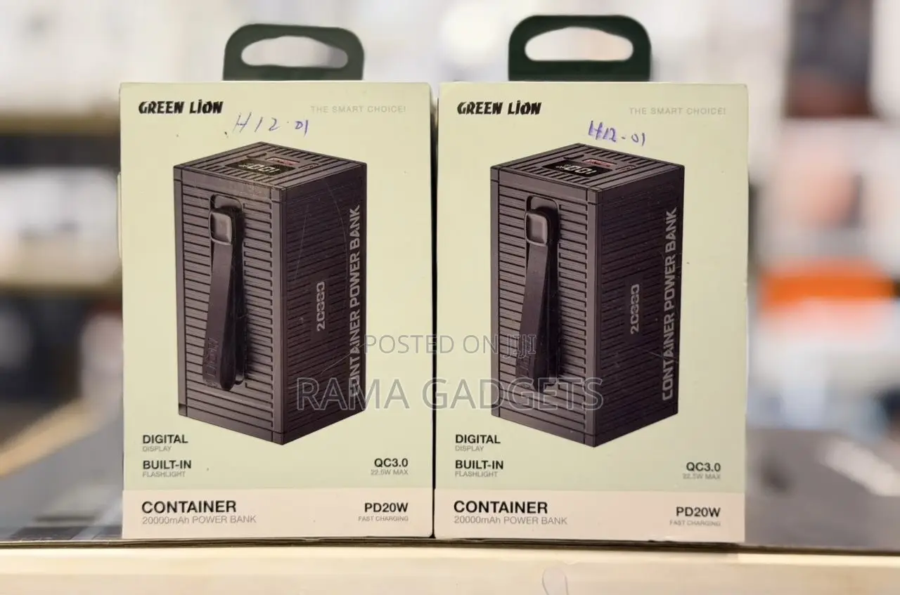 Green Lion Container Power Bank 20000mah in Black.
