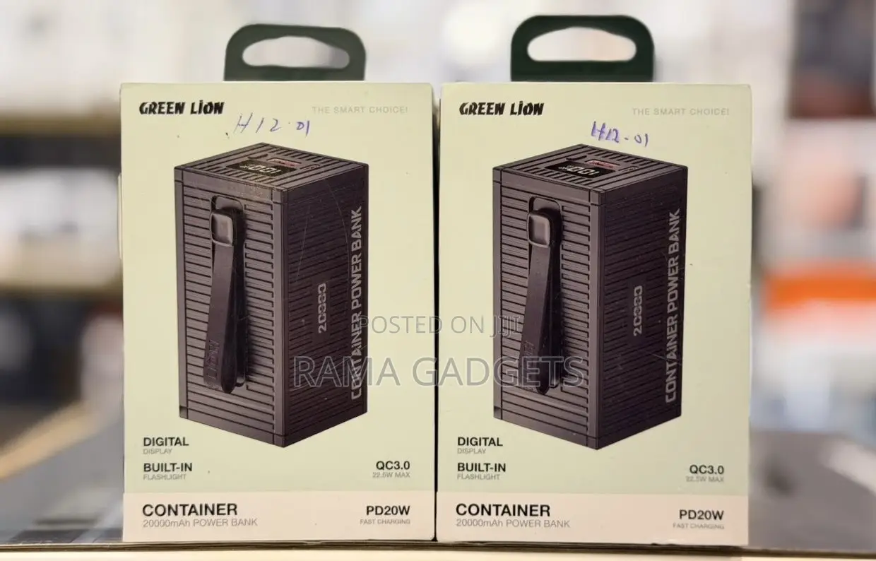 Green Lion Container Power Bank 20000mah in Black.