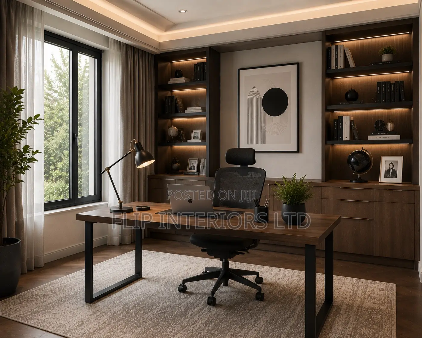 Modern Home Library Office Interior Finishing Services
