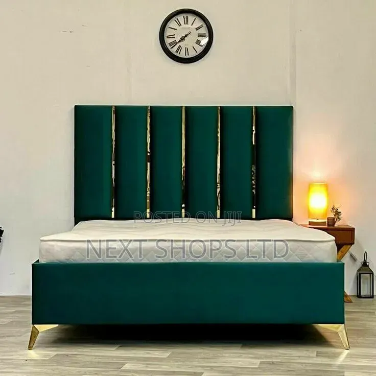 Green and Gold 5 by 6 Bed/ 5 by 6 Bed/Fabric Beds/Geometric Beds