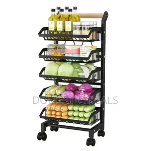 5 Tier Trolley on Wheels Kitchen Storage Utility Cart