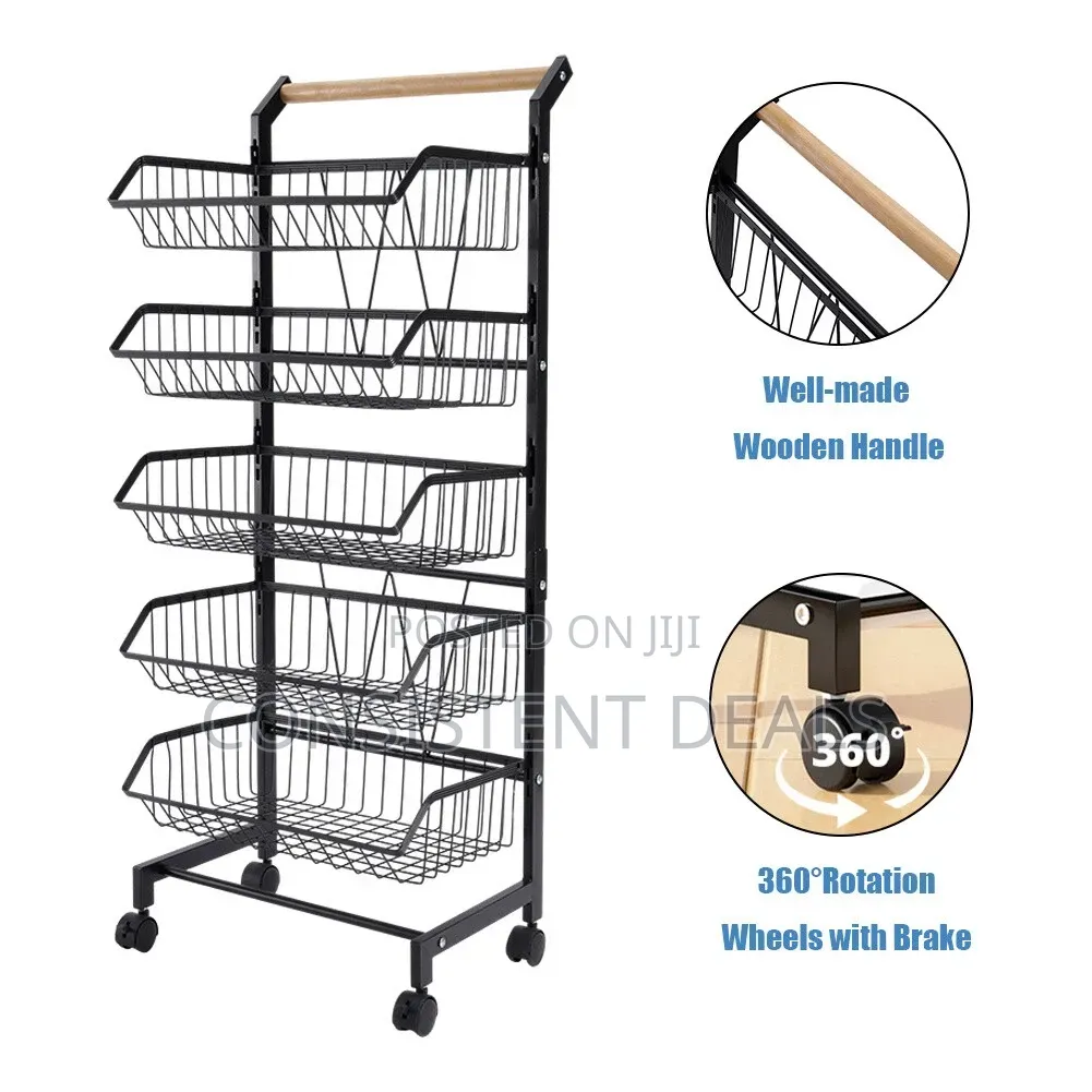 4 Tier Trolley On Wheels Kitchen Storage Utility Cart