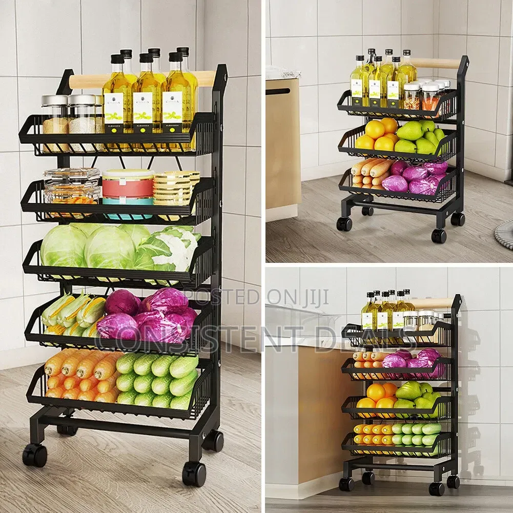 4 Tier Trolley On Wheels Kitchen Storage Utility Cart