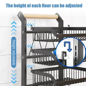 4 Tier Trolley On Wheels Kitchen Storage Utility Cart