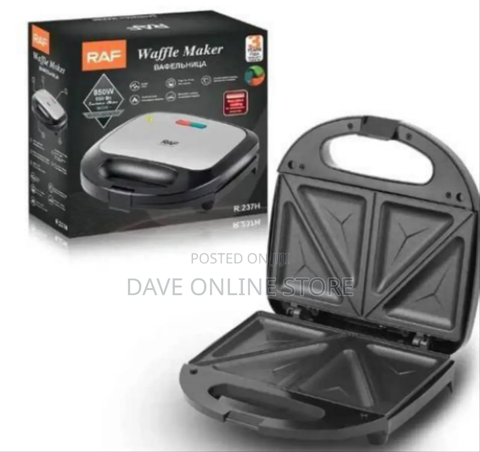 Raf 2-Slice Non-Stick Electric Sandwich Toaster With Triangle Pockets