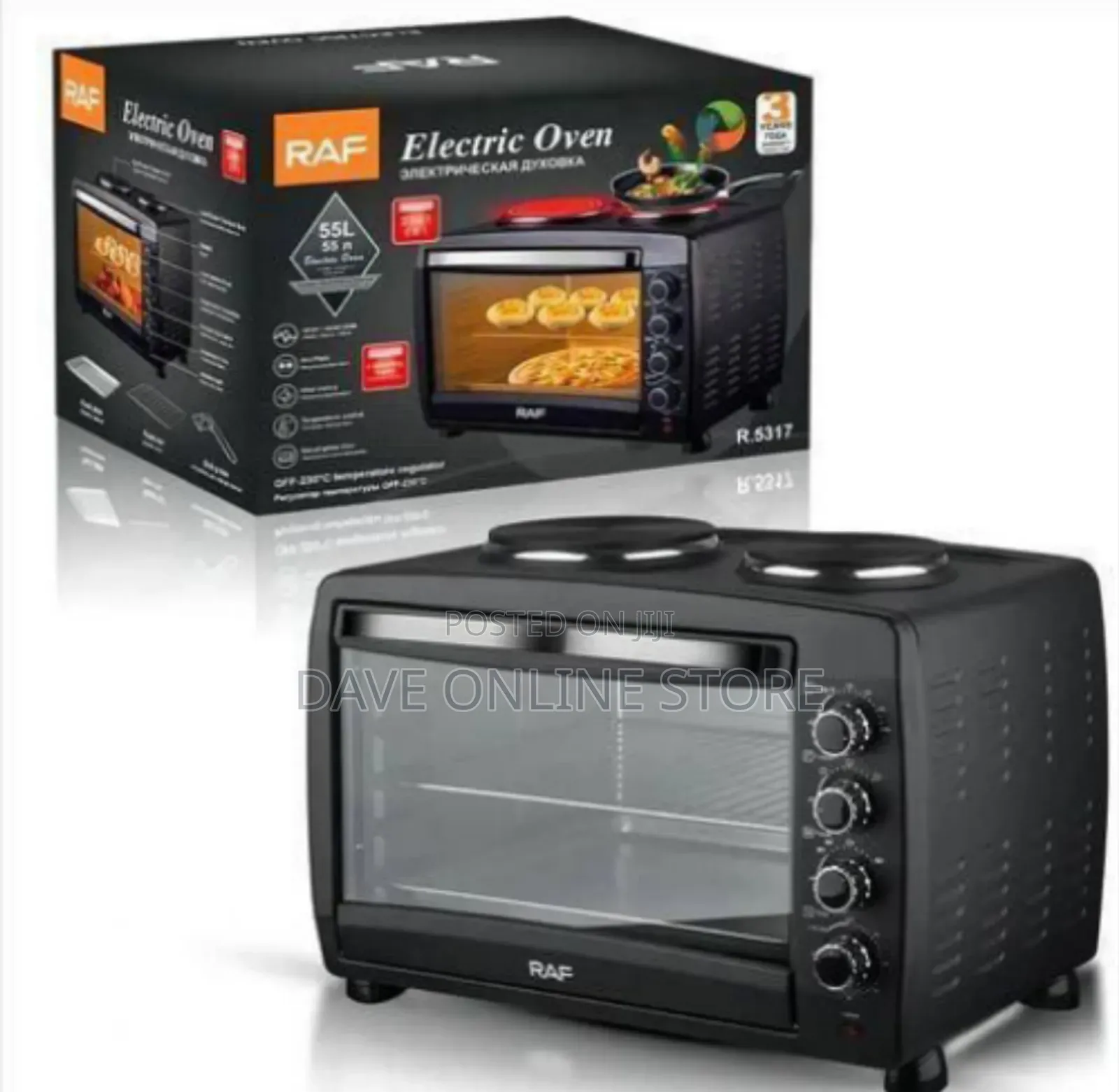 Raf Versatile Electric Oven and Dual Hot Plate Cooktop (55l Capacity)