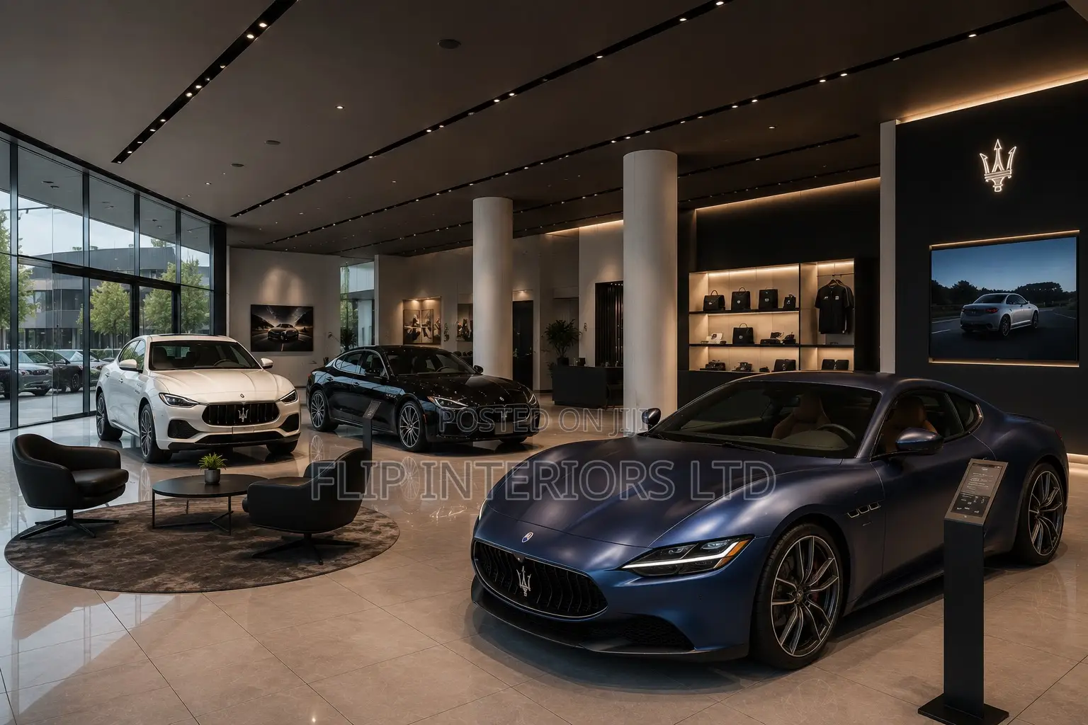 Elegant Vehicle Display Flooring Interior Finishing Services