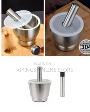 10cm Hamandista Brushed Stainless Steel Mortar and Pestle Spice Grind