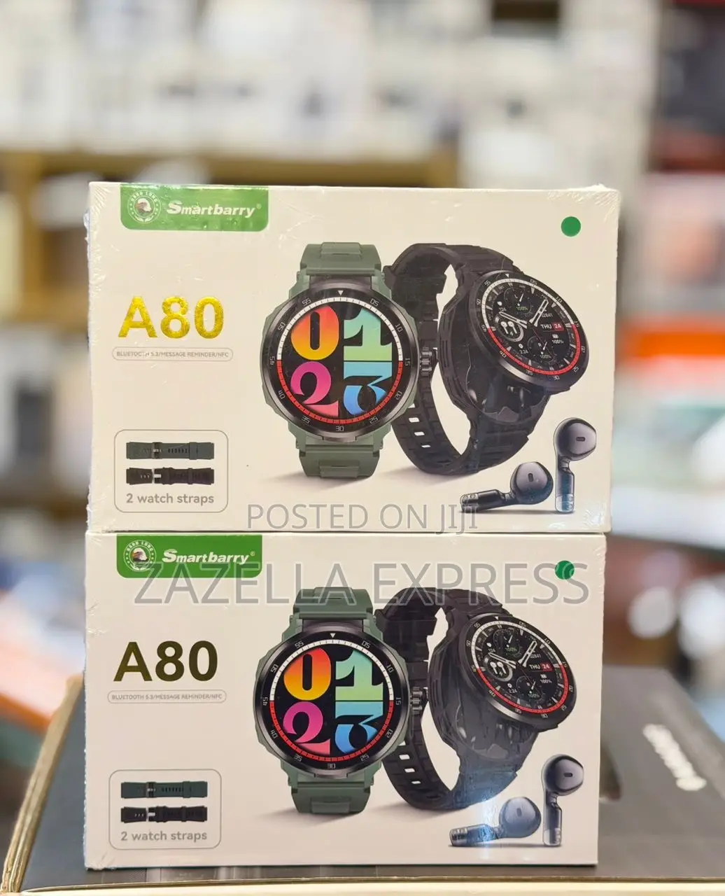 Smartbarry A80 Smart Watch With Built in Earbuds , Strap, Bluetooth 5