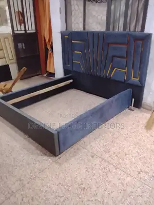 Blue Velvet Upholstered Bed