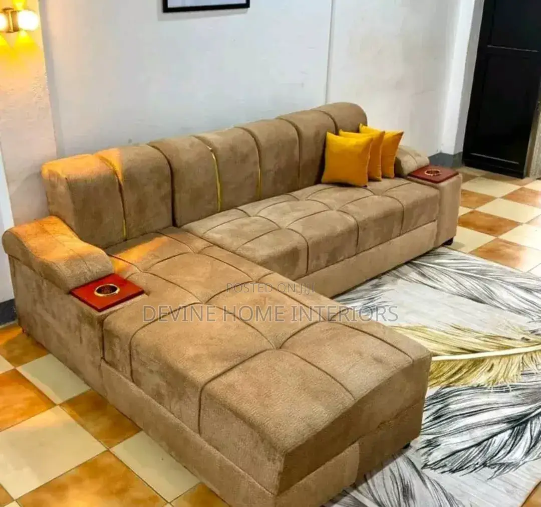Modern, Beige, L-Shaped Sofa