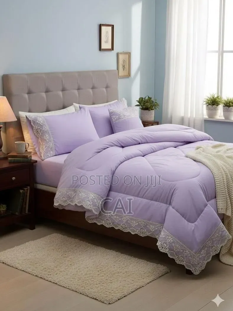Cotton Duvet Set Generic 6-Piece Quilted Lace Duvet Sets