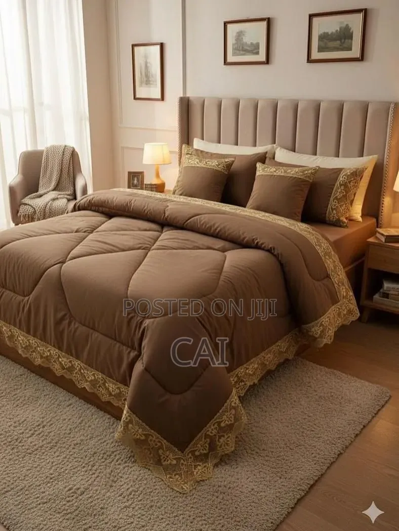 Cotton Duvet Set Generic 6-Piece Quilted Lace Duvet Sets