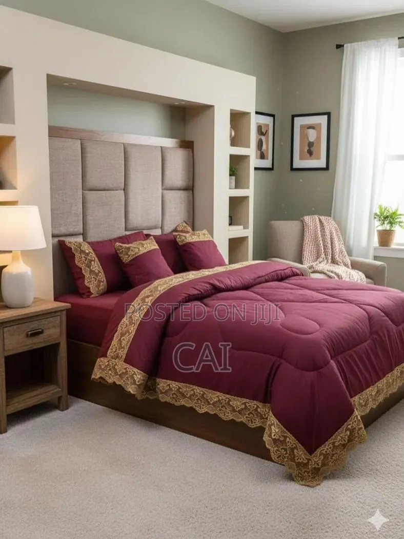 Cotton Duvet Set Generic 6-Piece Quilted Lace Duvet Sets