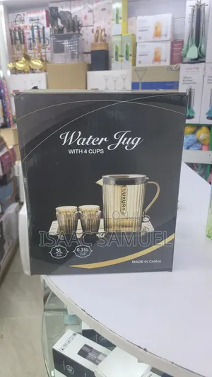 Luxury Fluted Acrylic Water Jug and Tumbler Set, With a Tray