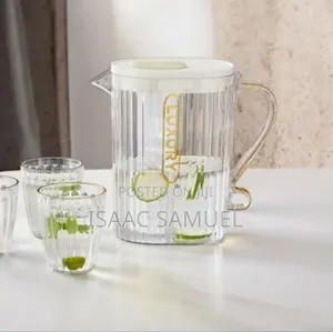 Luxury Fluted Acrylic Water Jug and Tumbler Set, With a Tray