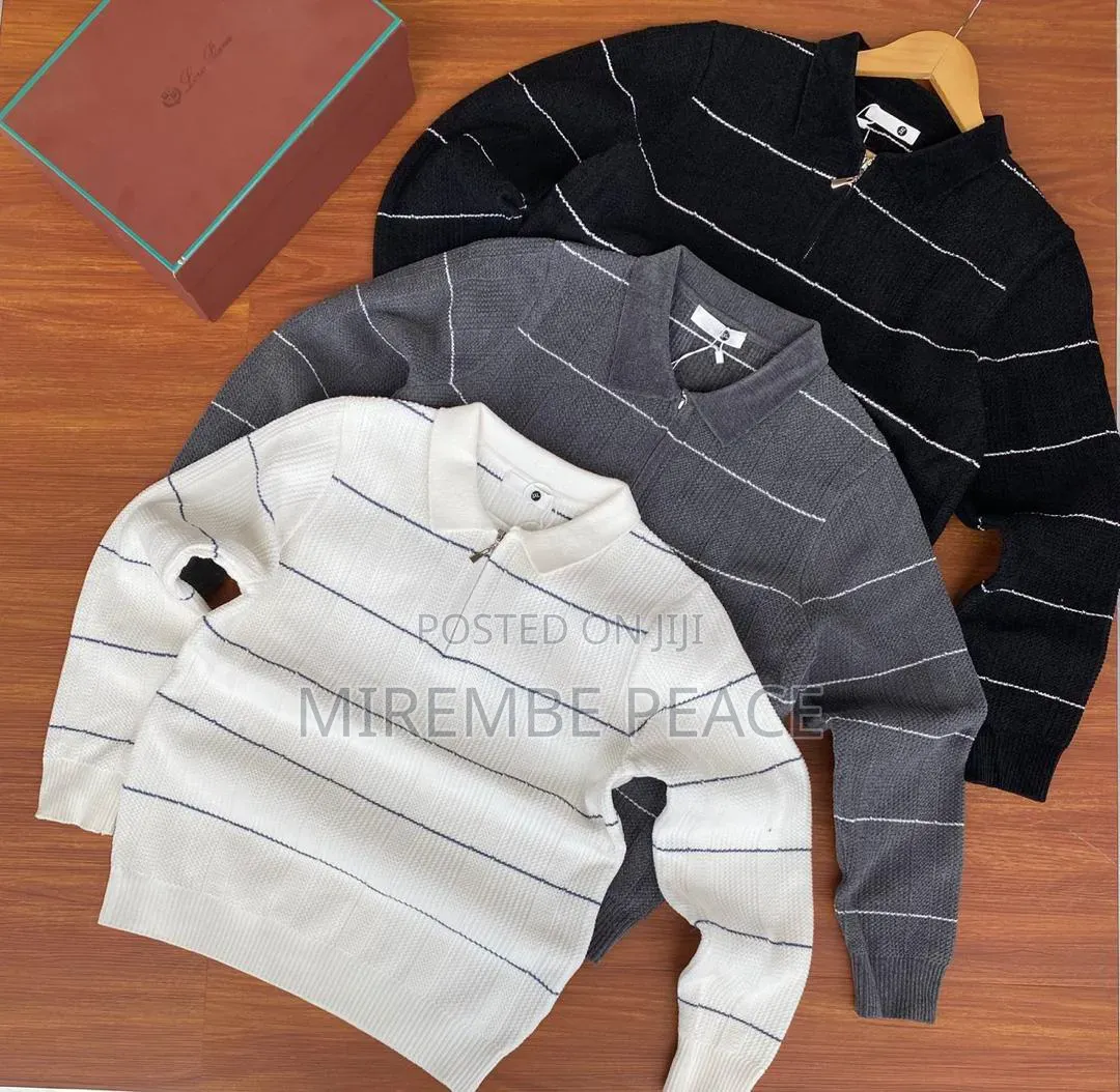 Strips Cotter Zipped Sweaters
