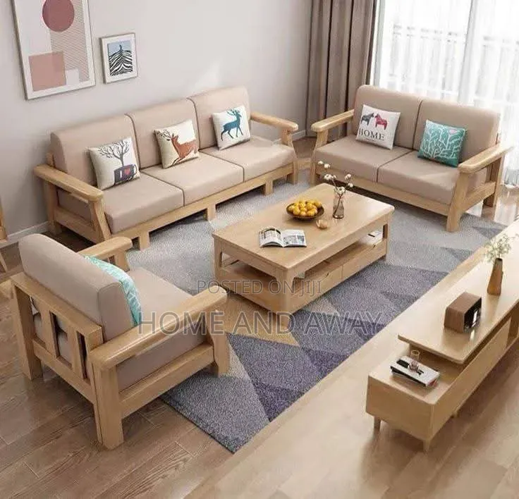6 Seaters All Wooden Sofa Chairs + High Density Cushions 4,000,000/-