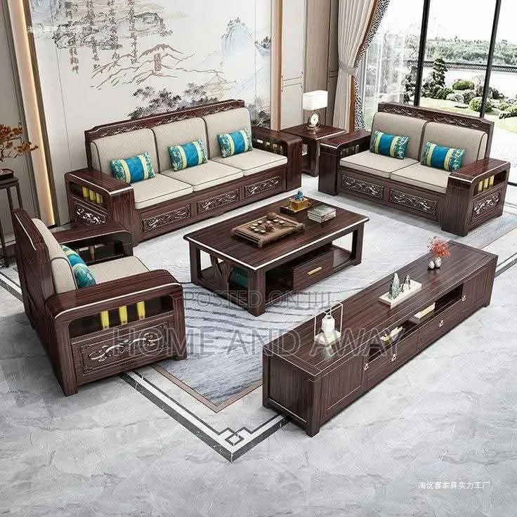 6 Seaters All Wooden Sofa Chairs + High Density Cushions 4,000,000/-