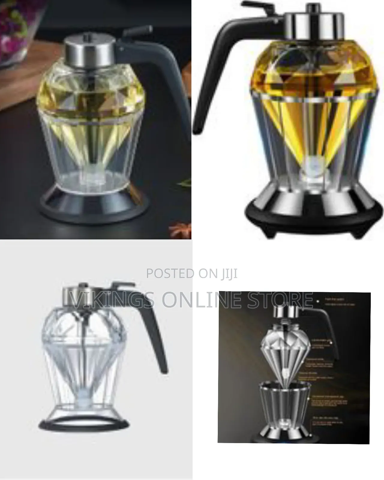 Diamond Appearance Drip Dropless Glass Honey Jar With Syrup Dispenser