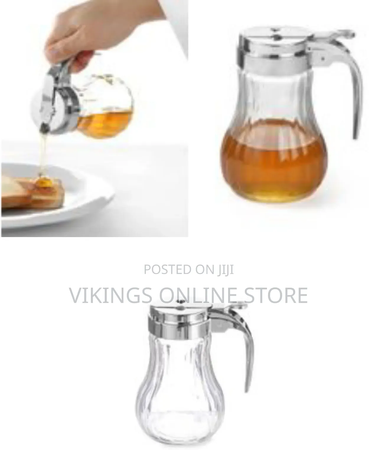Glass Syrup Honey Dispenser With Thumb Lever Chrome Plated Alloy Top
