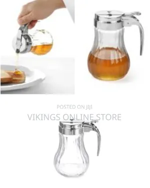 Glass Syrup Honey Dispenser With Thumb Lever Chrome Plated Alloy Top
