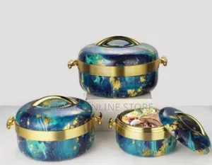 Premium Marble-Patterned Insulated Casserole Set With Metallic Trim