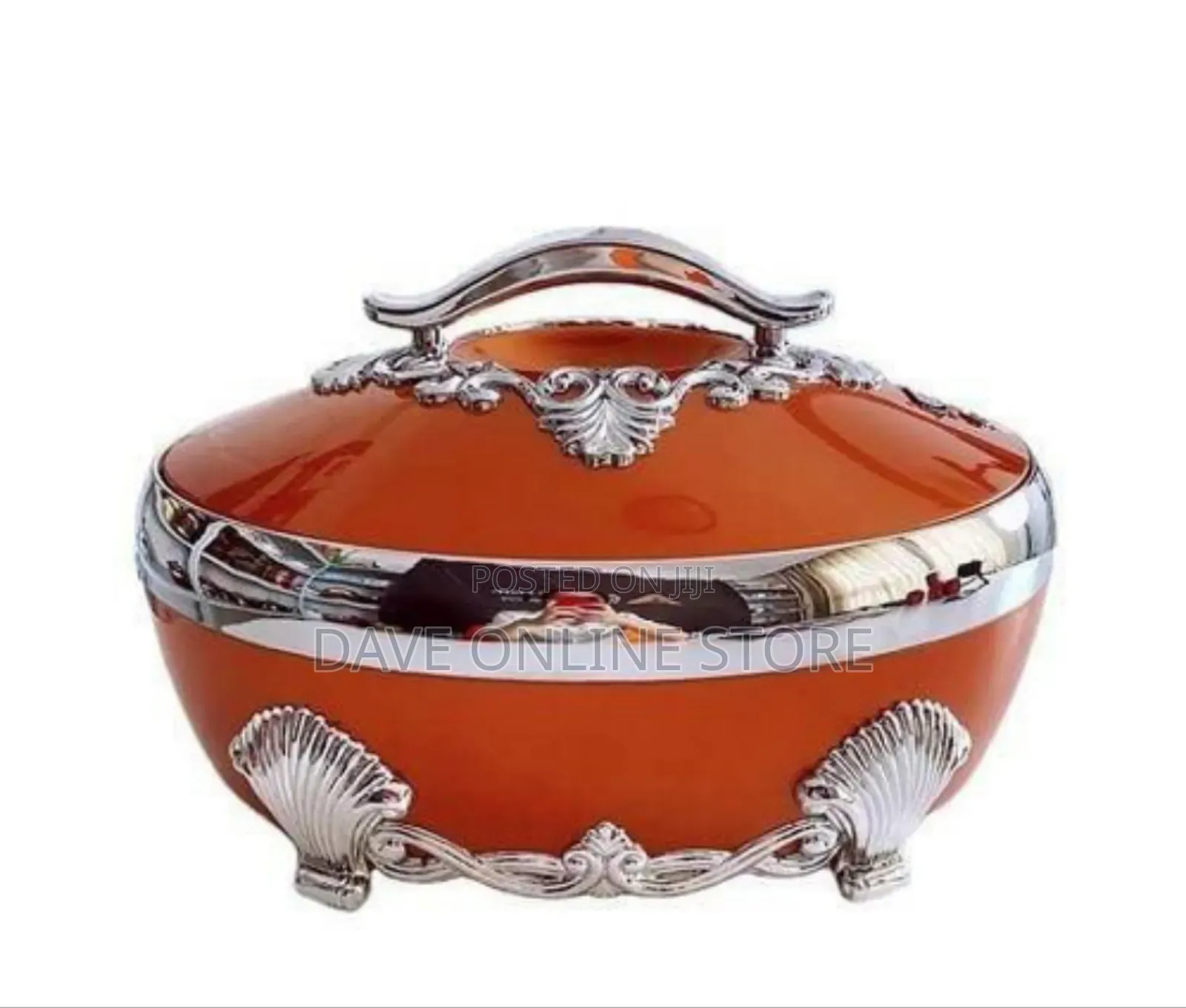 Ornate Insulated Food Warmer Casserole With Metallic Accents -