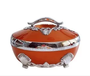 Ornate Insulated Food Warmer Casserole With Metallic Accents -