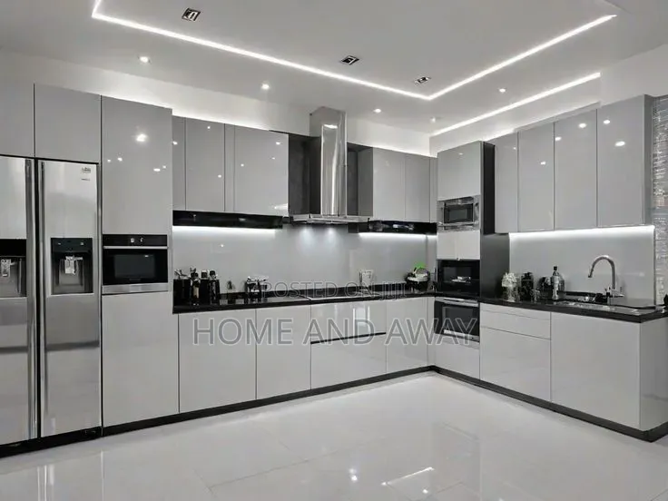 Perfect L Shaped Modern Elegant Kitchen Cabinets 890,000/- Per Meter