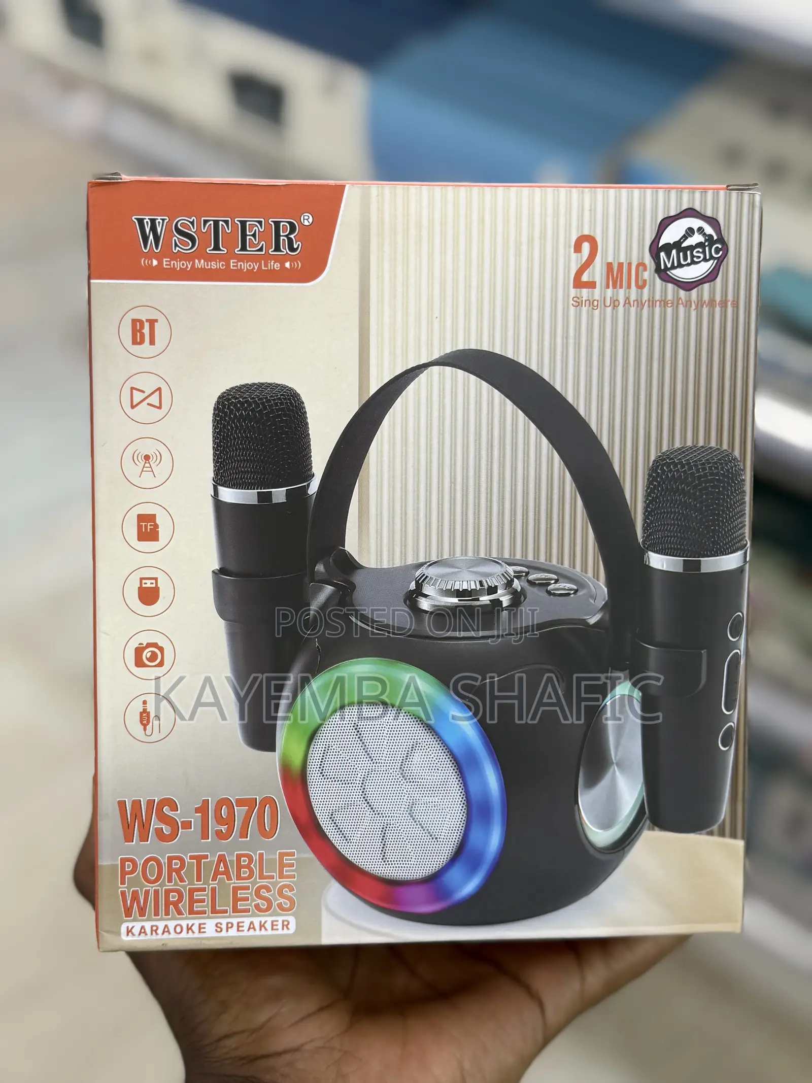 Wster Ws-1970 Portable Wireless Karaoke Speaker With 2 Wireless Mics