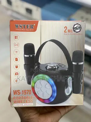 Wster Ws-1970 Portable Wireless Karaoke Speaker With 2 Wireless Mics