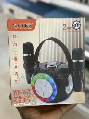 Wster Ws-1970 Portable Wireless Karaoke Speaker With 2 Wireless Mics