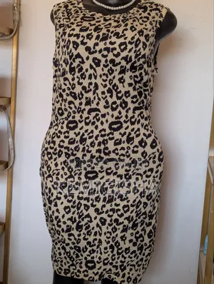Beige and Black Leopard Print Dress